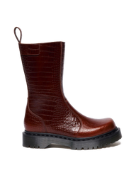 REJENA CROC EMBOSS LEATHER BOOTS