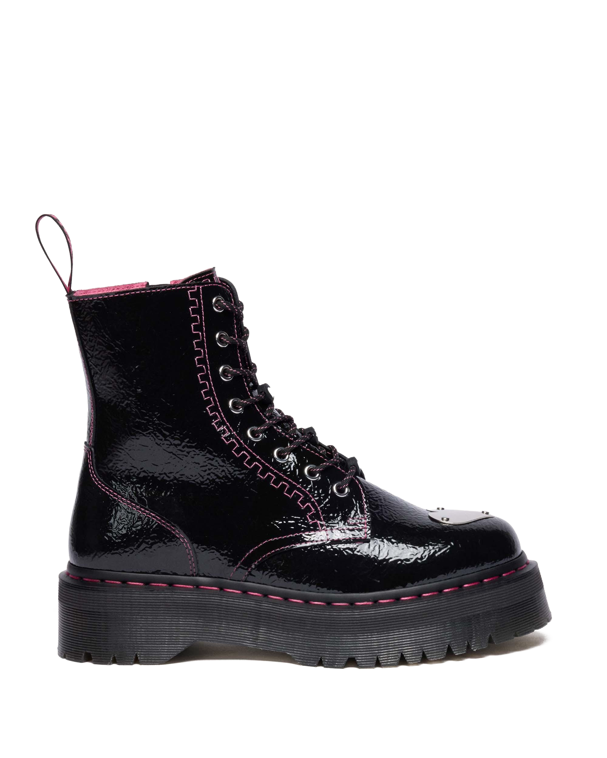 Jadon Distressed Patent Leather Platform Boots