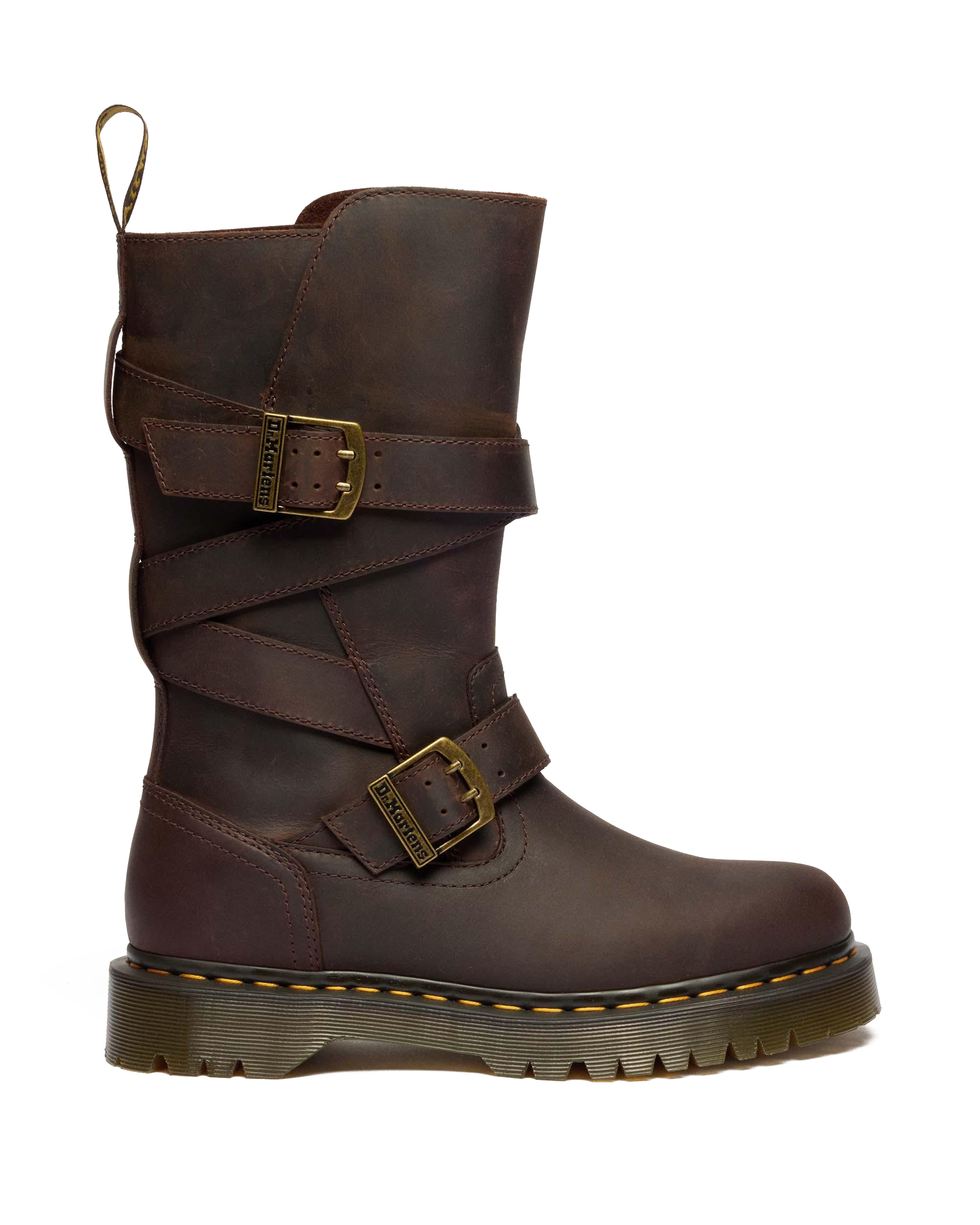 Anistone Two Strap Crazy Horse Leather Biker Boots