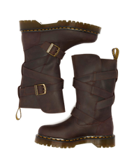 Anistone Two Strap Crazy Horse Leather Biker Boots