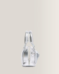 Mini Top Handle Bag Bag Silver Metallic Patent Lamper