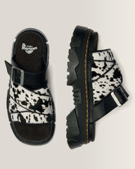 Mattison Slide Dalmatian Hair On Leather Sandals