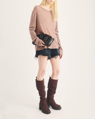 Kasey Suede Knee High Heeled Boots