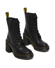 Chesney Leather Flared Heel Lace Up Boots