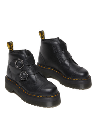Devon Flower Buckle Leather Platform Boots