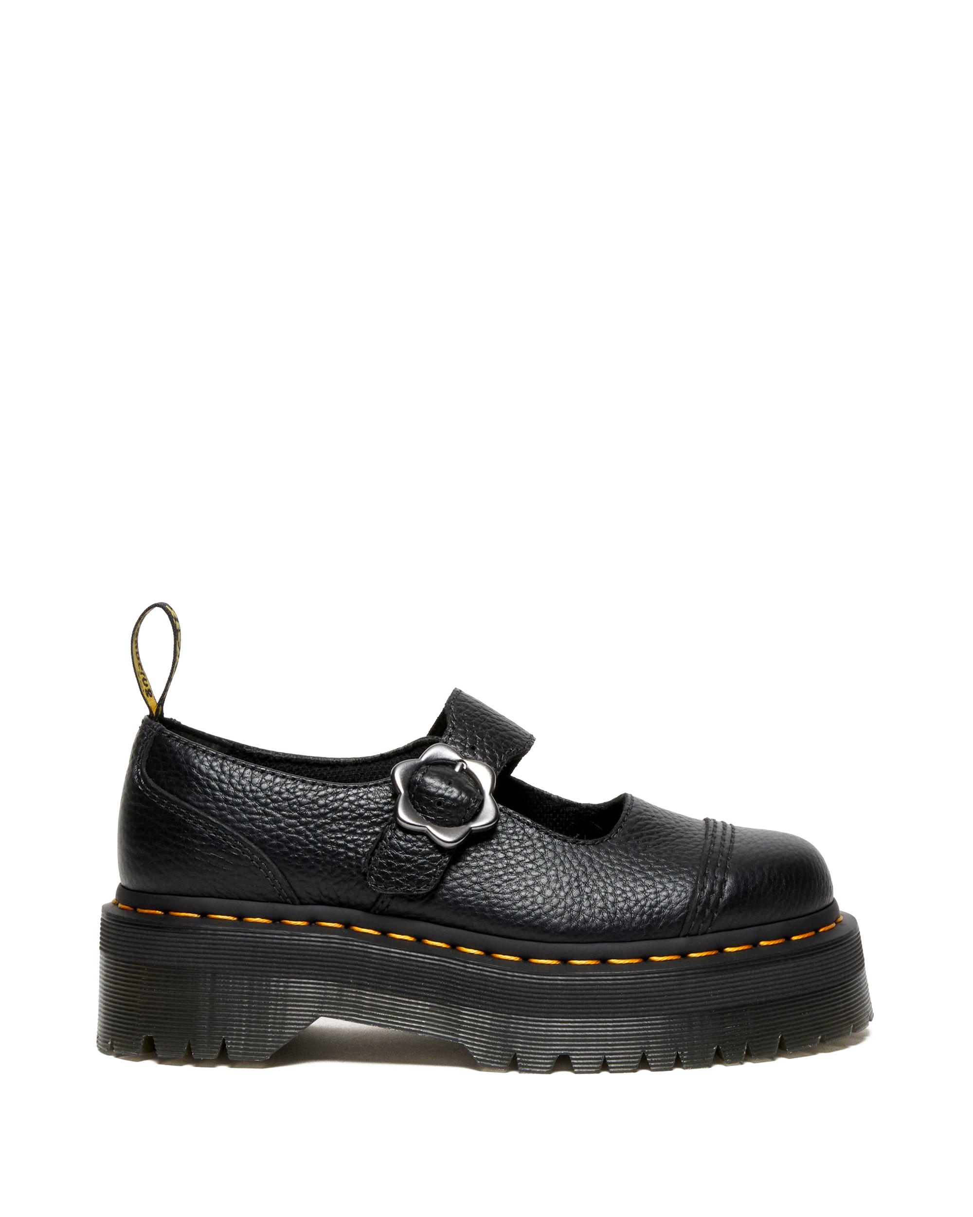 Addina Flower Buckle Leather Platform Shoes