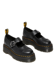 Addina Flower Buckle Leather Platform Shoes