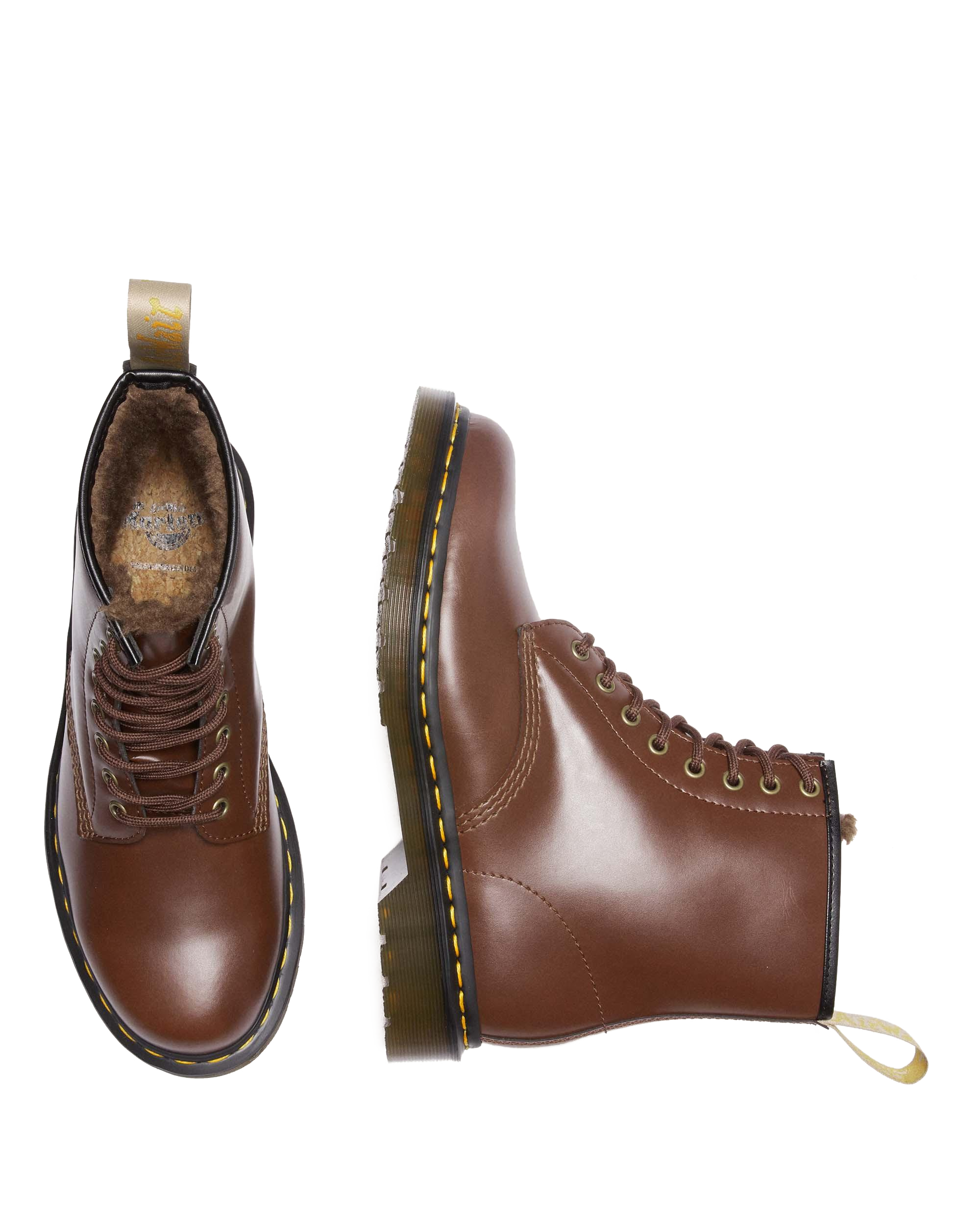 Vegan 1460 Faux Fur Lined Lace Up Boots