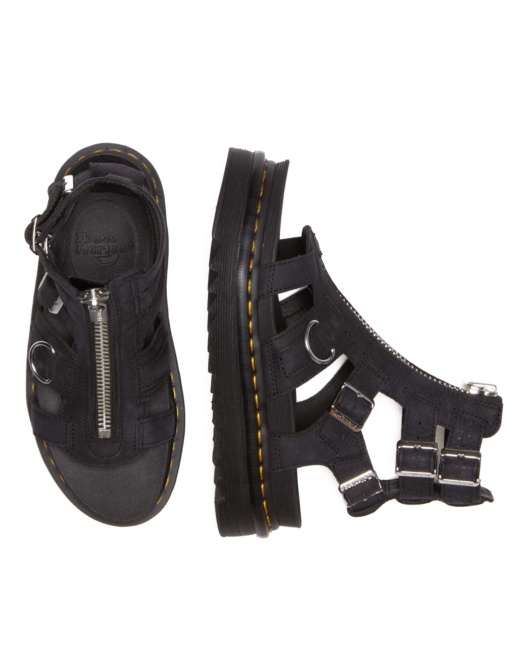 Olson Tumbled Nubuck Leather Gladiator Zip Sandals