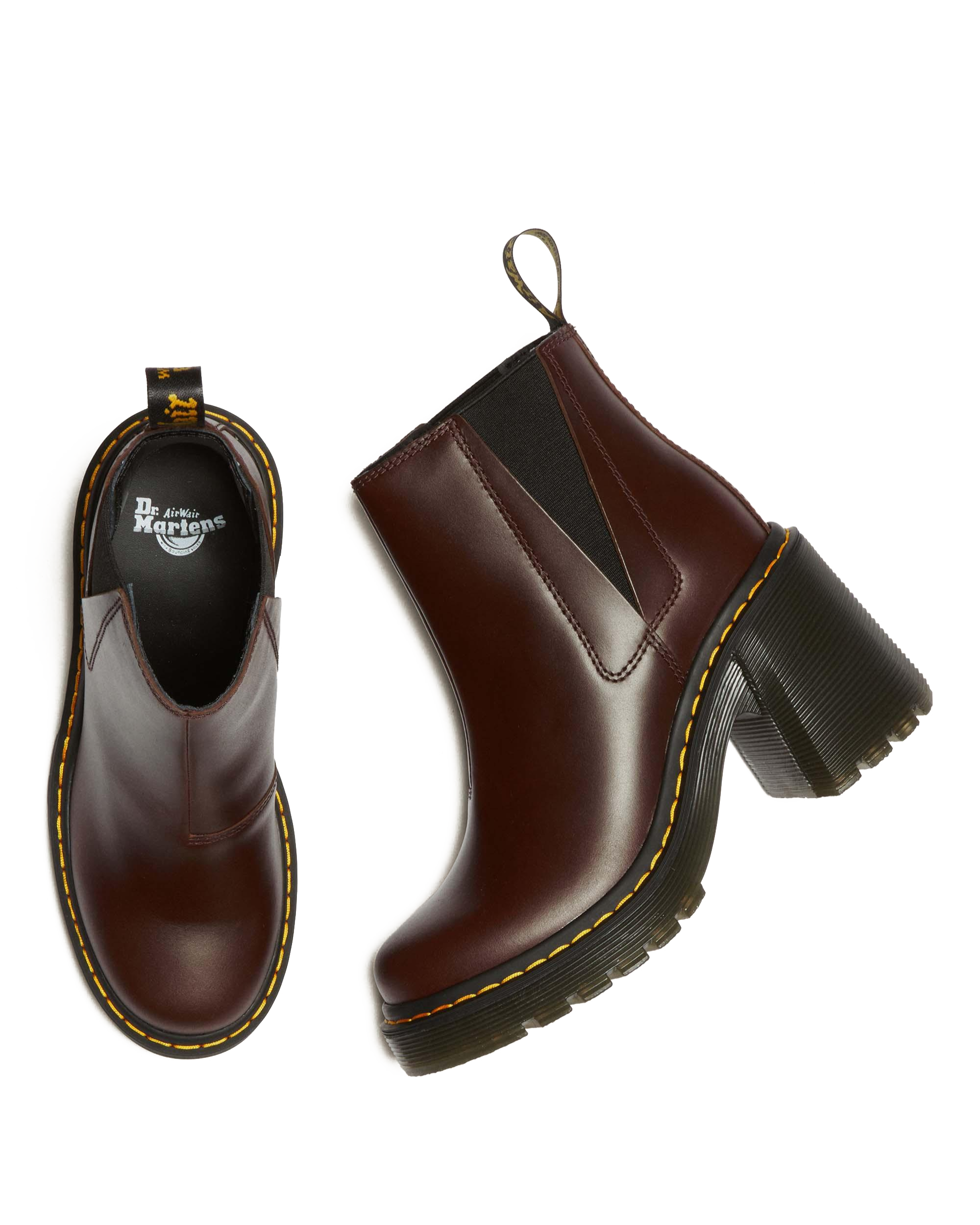 Spence Pull Up Leather Flared Heel Chelsea Boots