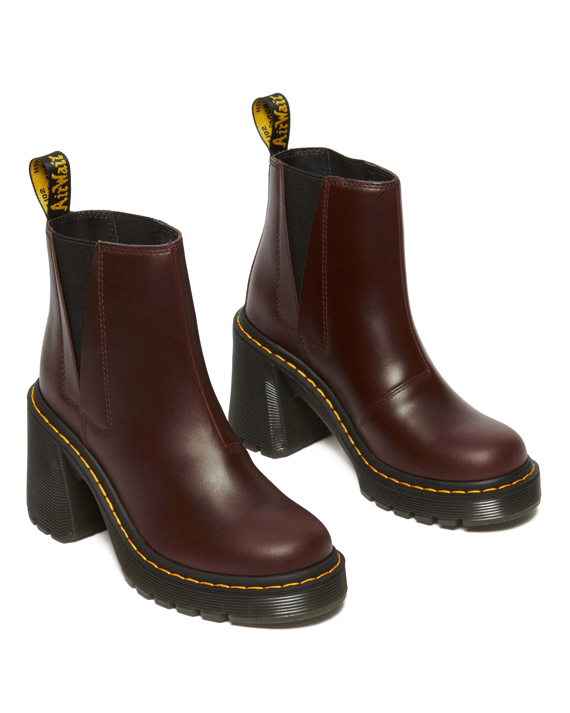 Spence Pull Up Leather Flared Heel Chelsea Boots