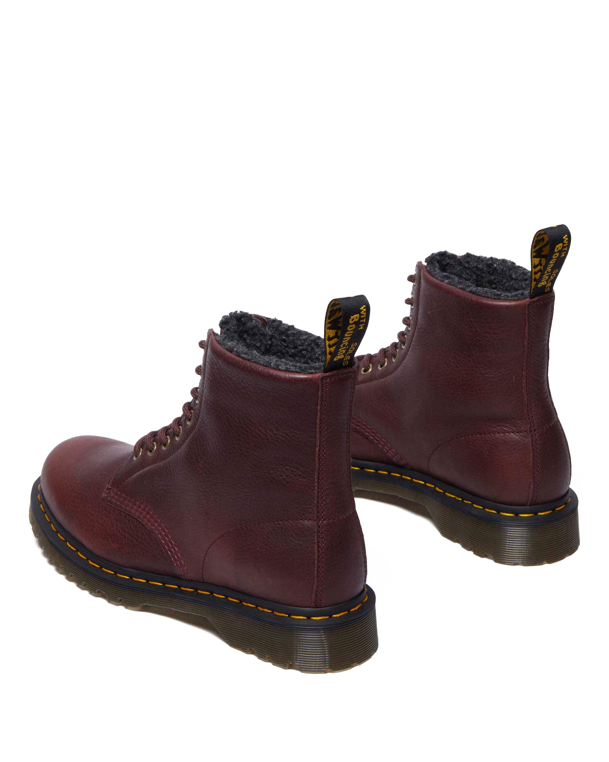 1460 Faux Fur Lined Grizzly Leather Lace Up Boots