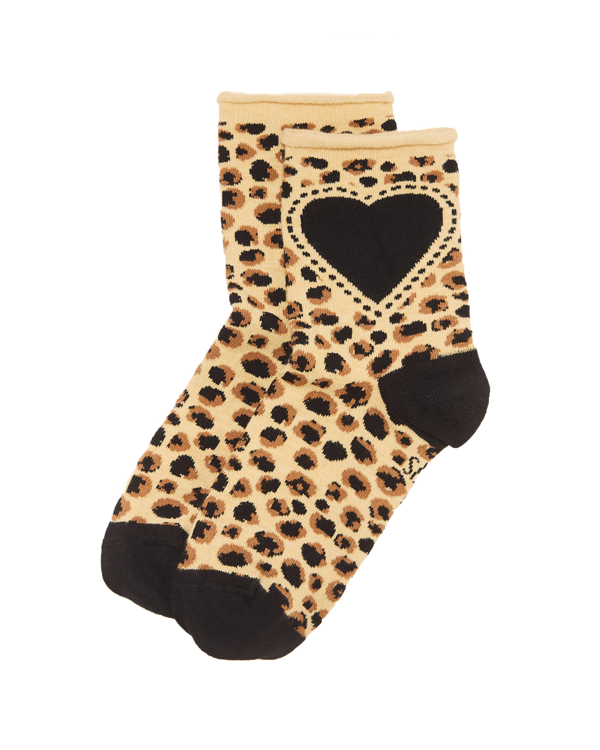 Leopard Heart Cotton Blend Socks