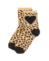 Leopard Heart Cotton Blend Socks