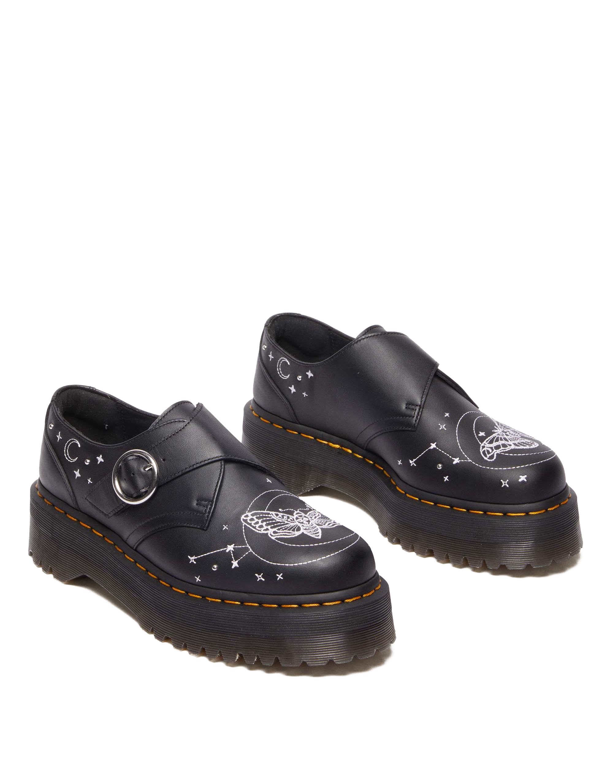 Monk Celestial Moth Leather Platform Shoes