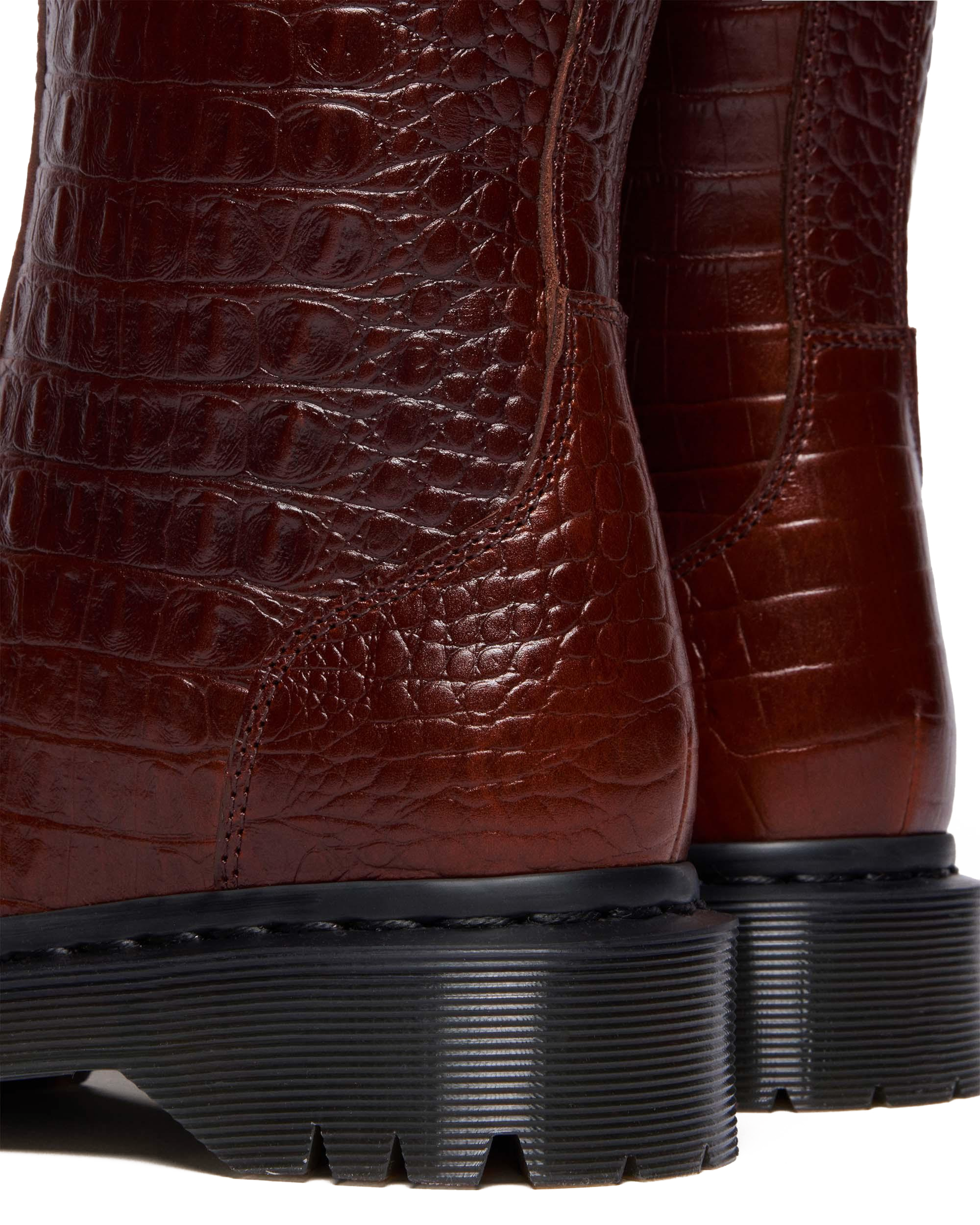 REJENA  CROC EMBOSS  LEATHER BOOTS