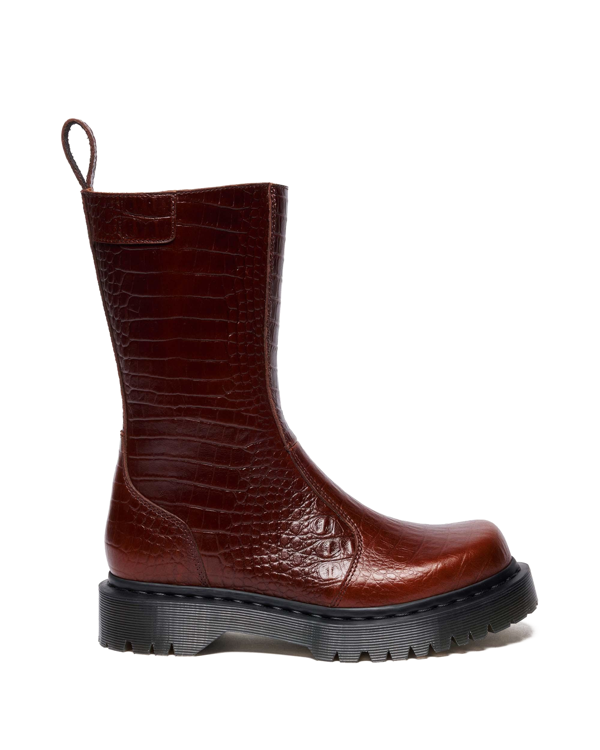 REJENA  CROC EMBOSS  LEATHER BOOTS