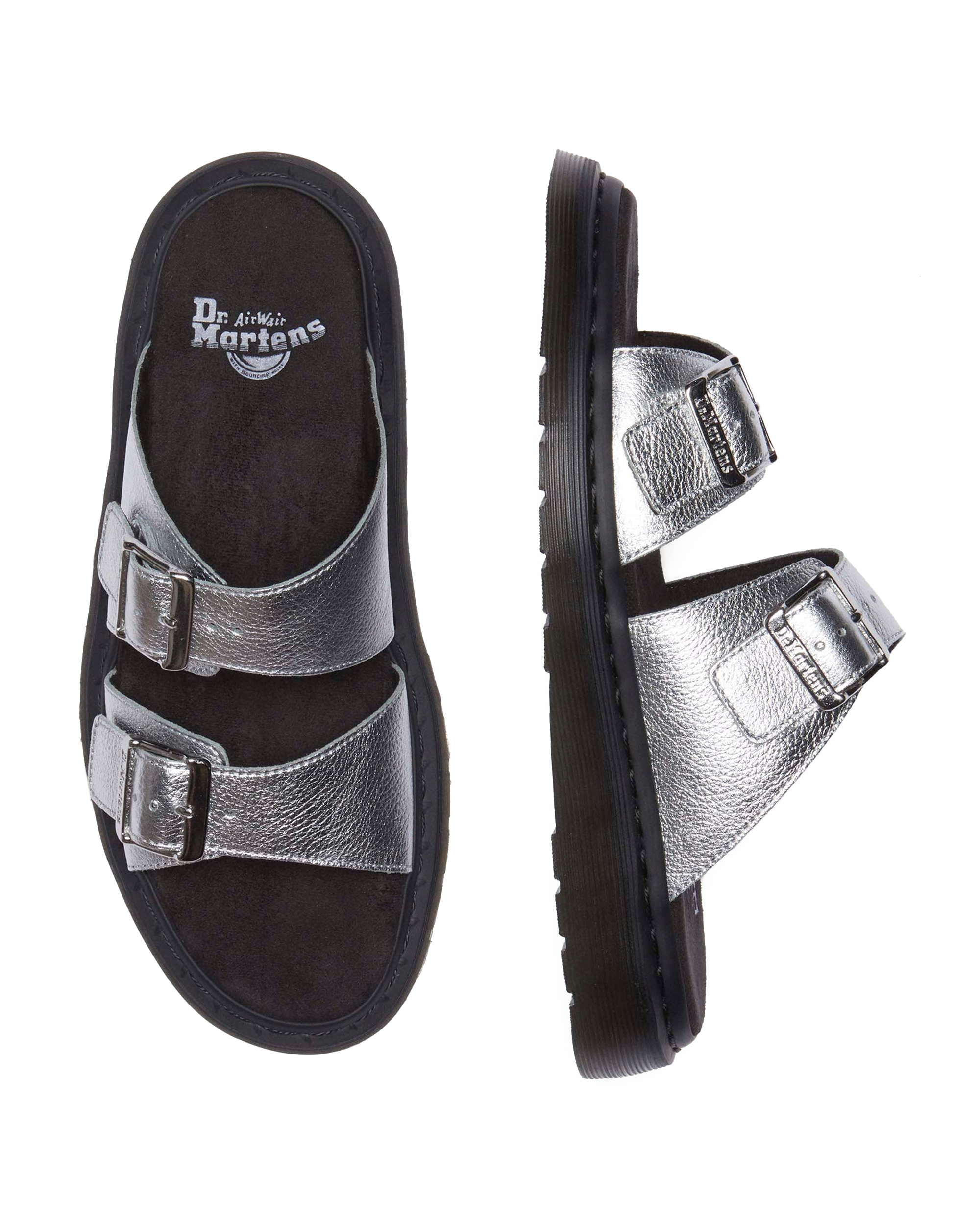 Josef metallic leather slide sandals