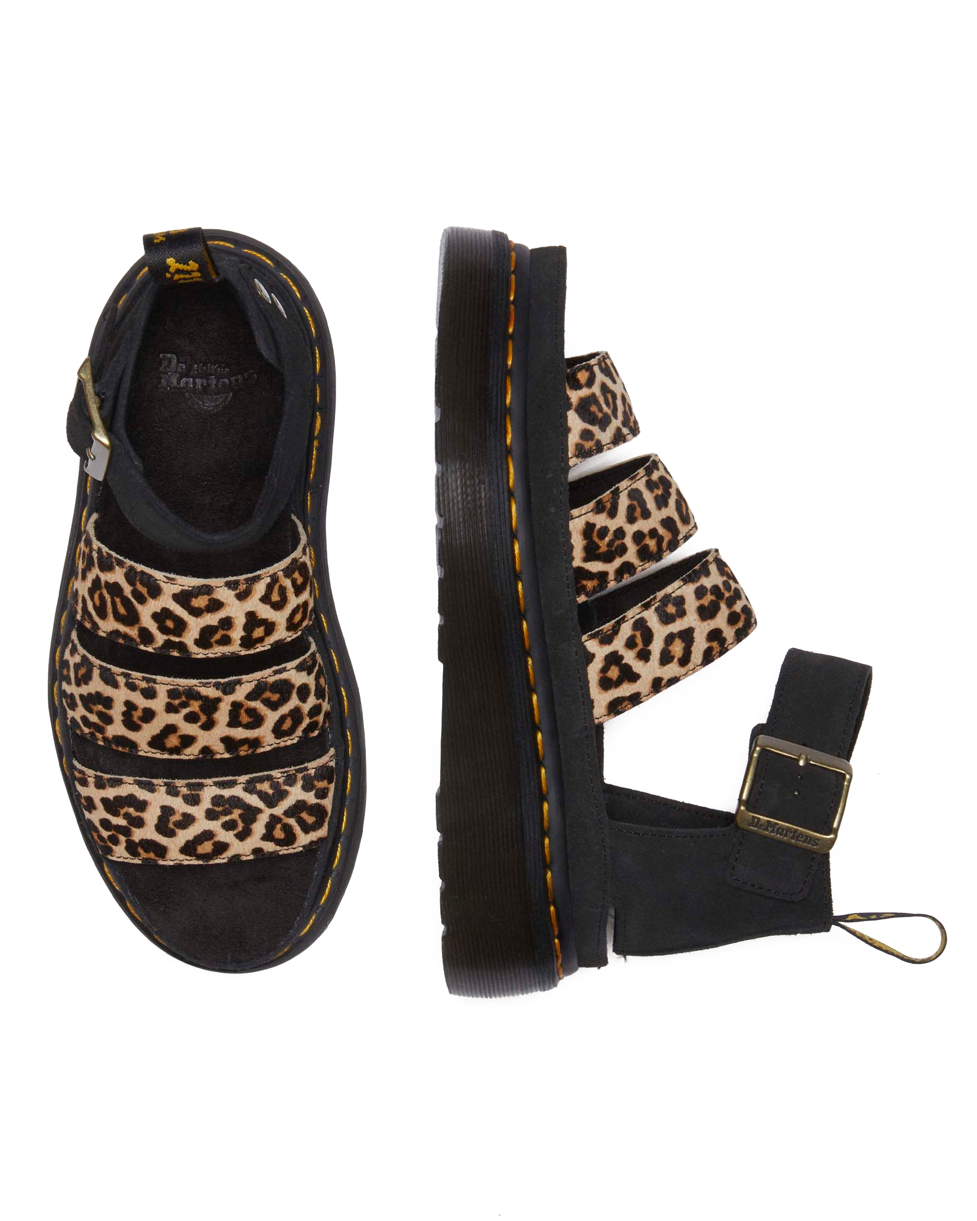 Clarissa II Quad Leopard leather platform sandals
