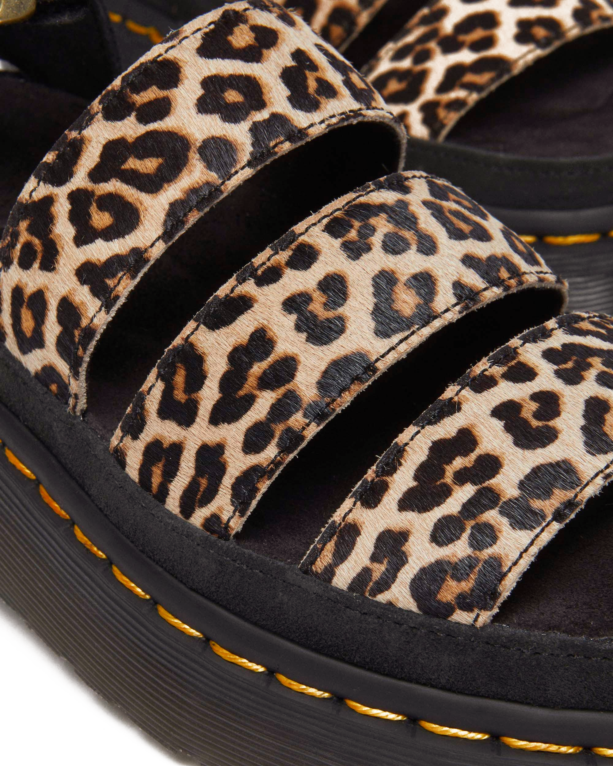 Clarissa II Quad Leopard leather platform sandals
