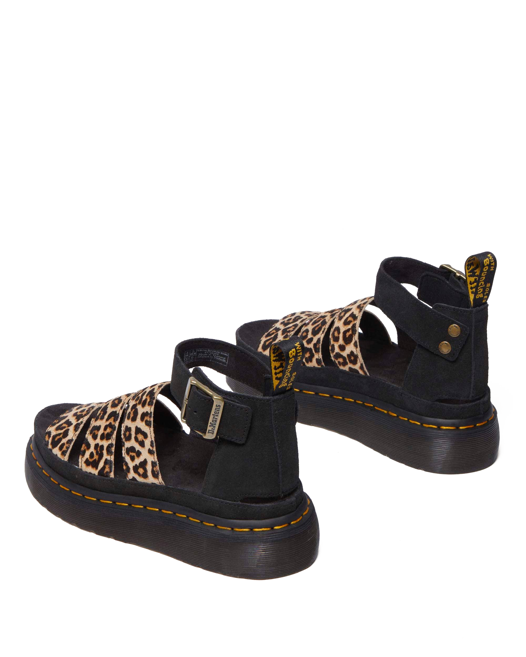 Clarissa II Quad Leopard leather platform sandals