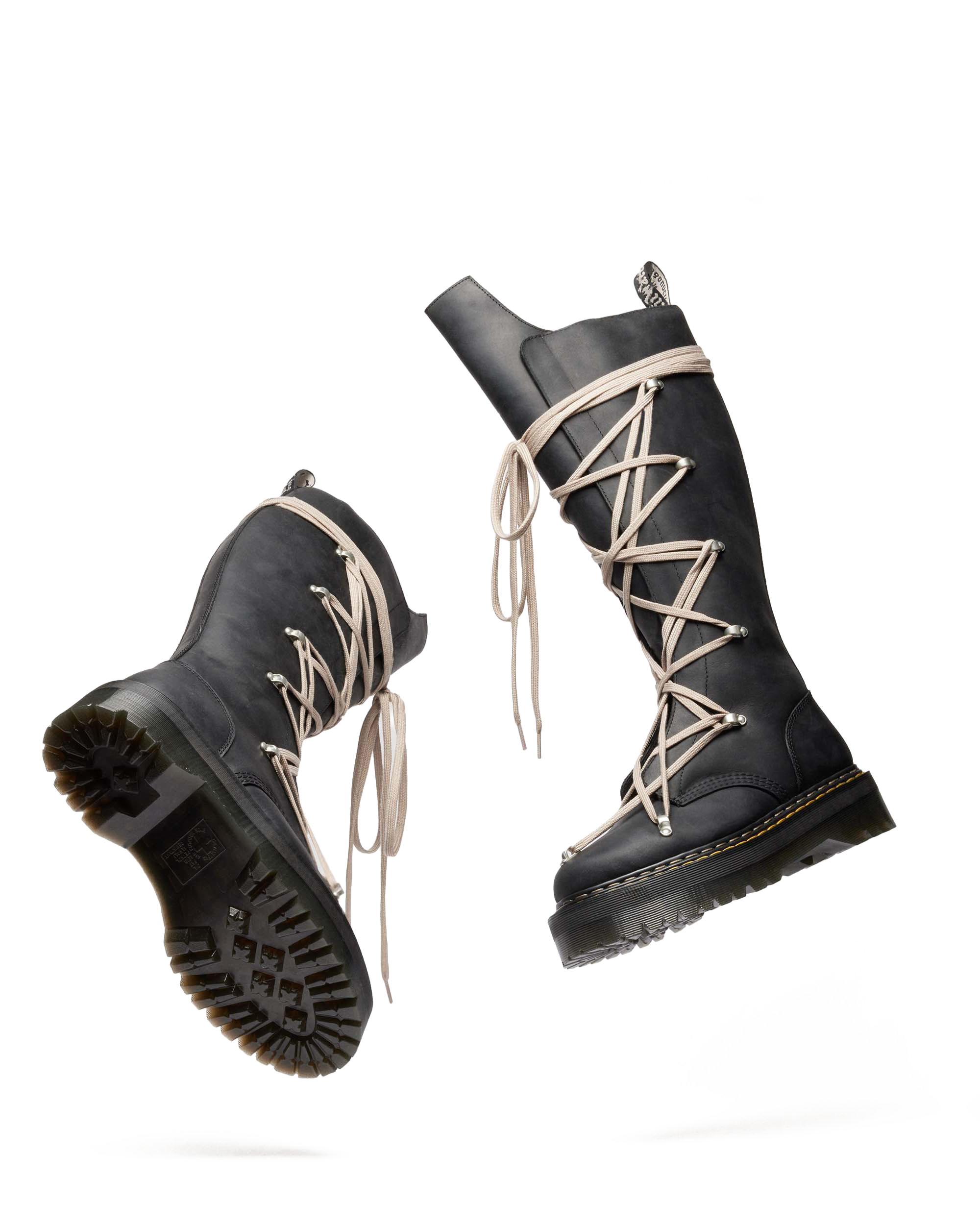 1B60 Rick Owens Pentalace Leather Platform Boots