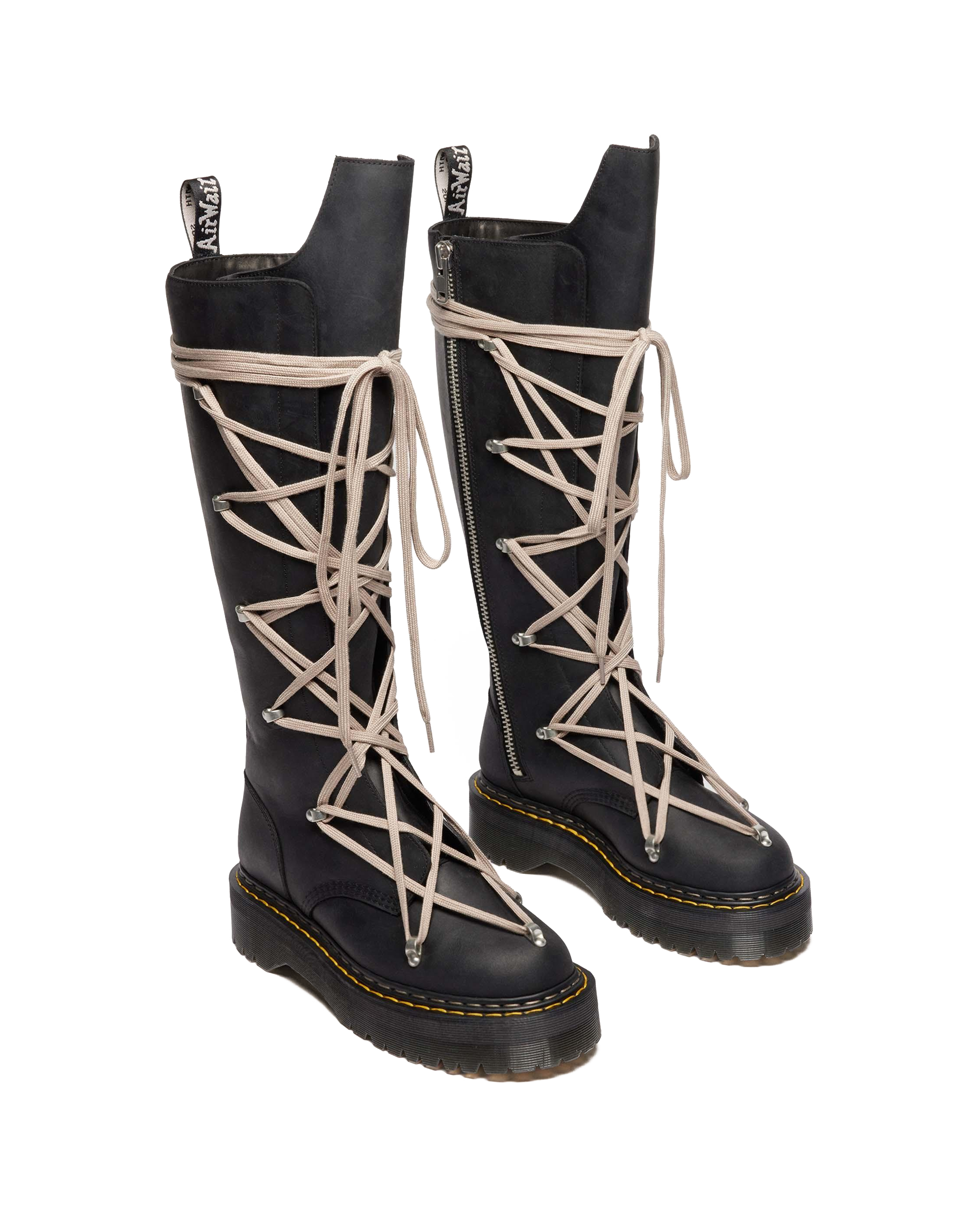 1B60 Rick Owens Pentalace Leather Platform Boots