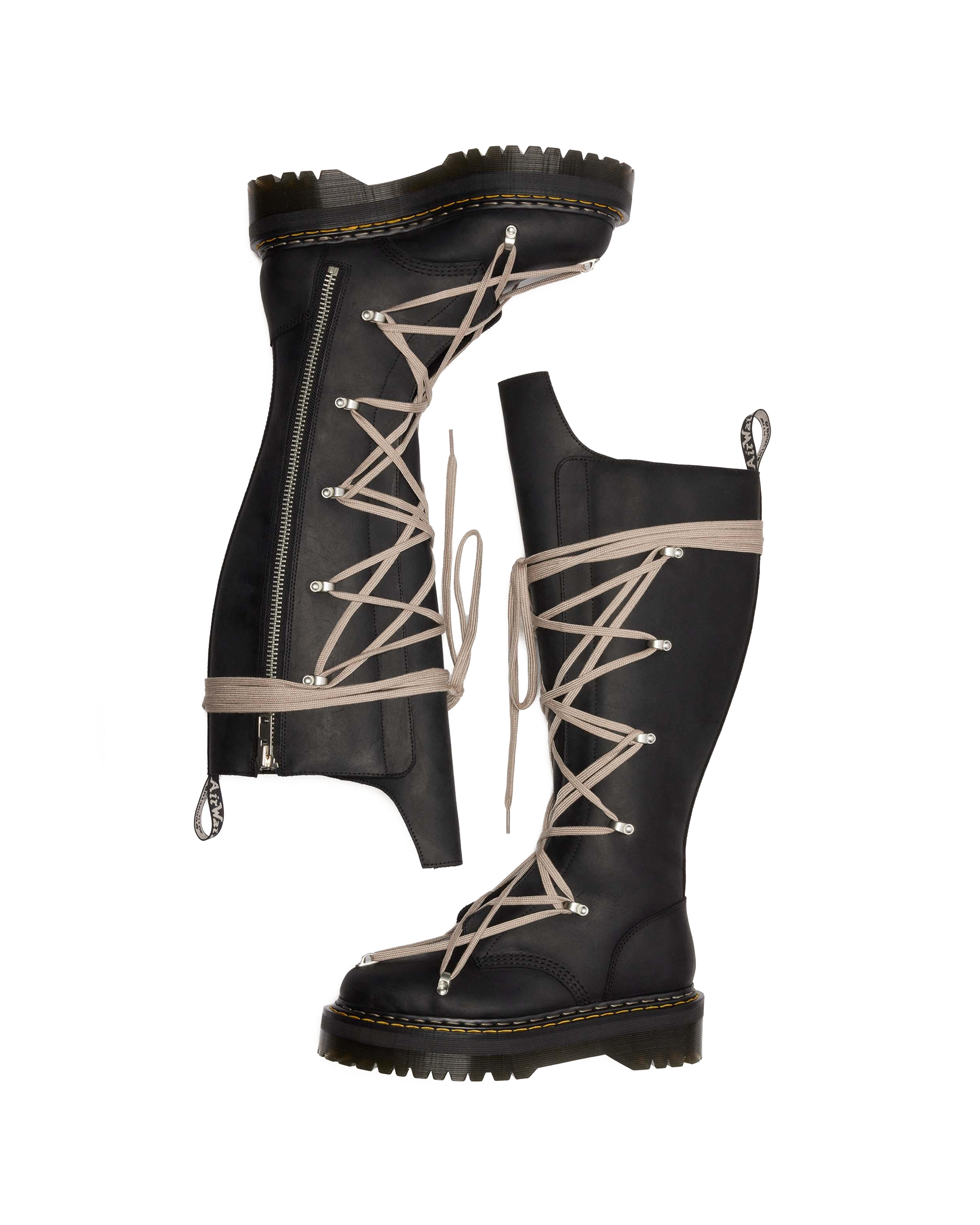 1B60 Rick Owens Pentalace Leather Platform Boots