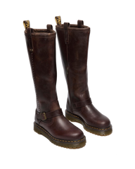 Anistone Knee High Crazy Horse Leather Biker Boots