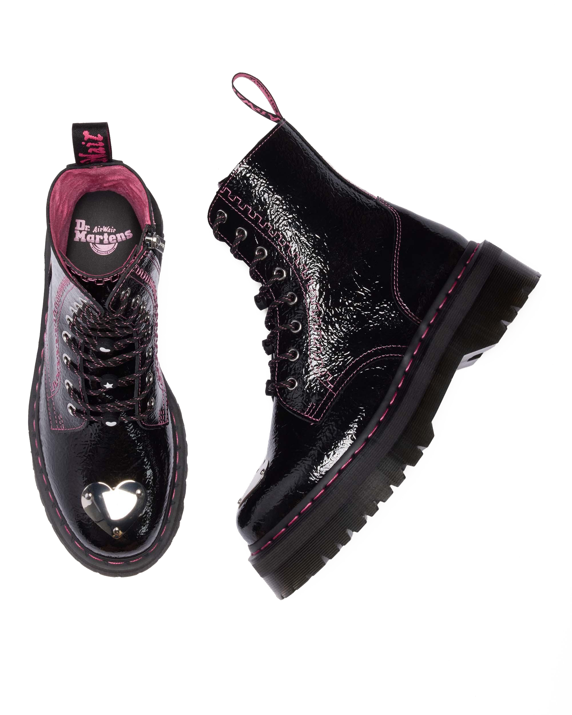 Jadon Distressed Patent Leather Platform Boots