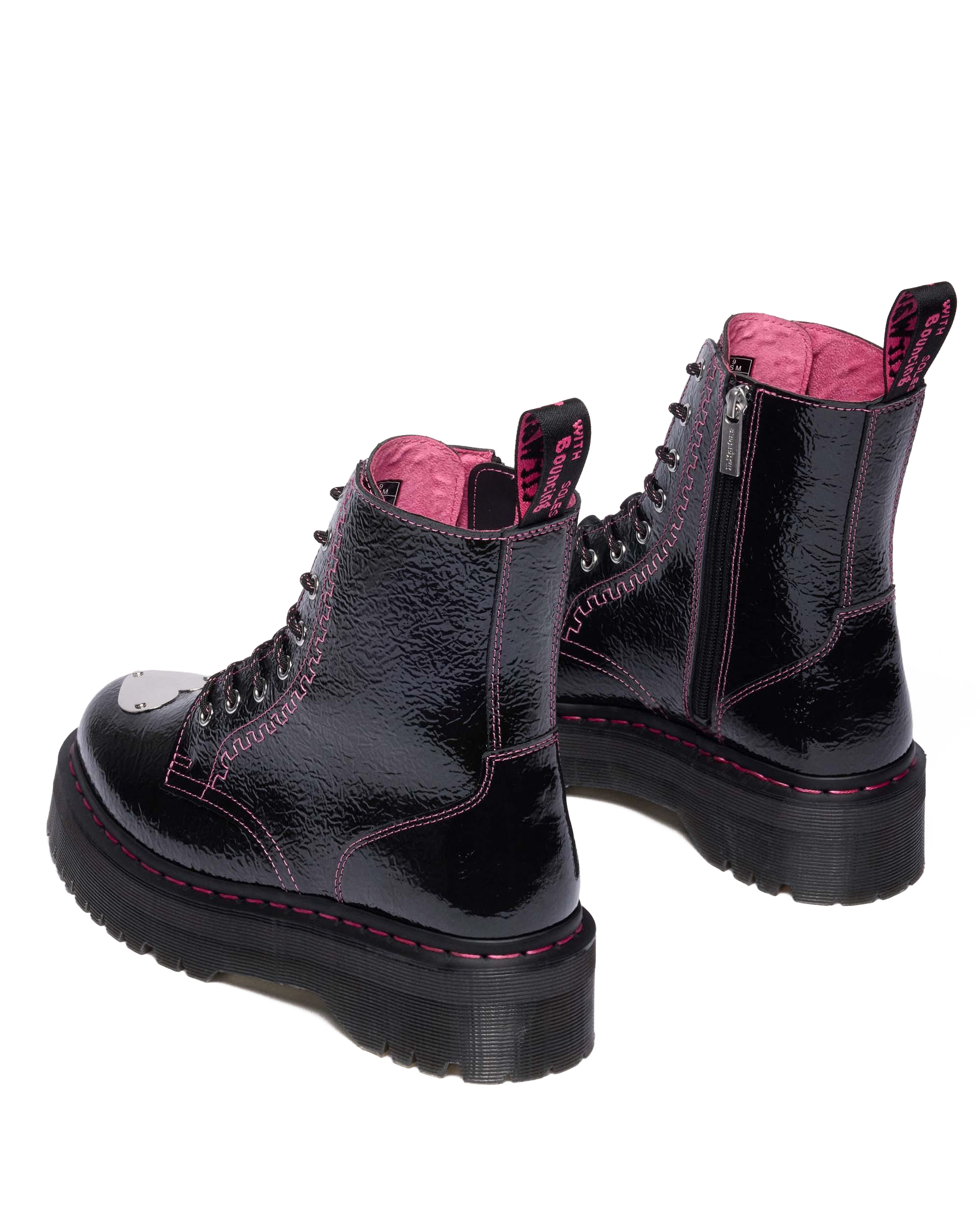 Jadon Distressed Patent Leather Platform Boots