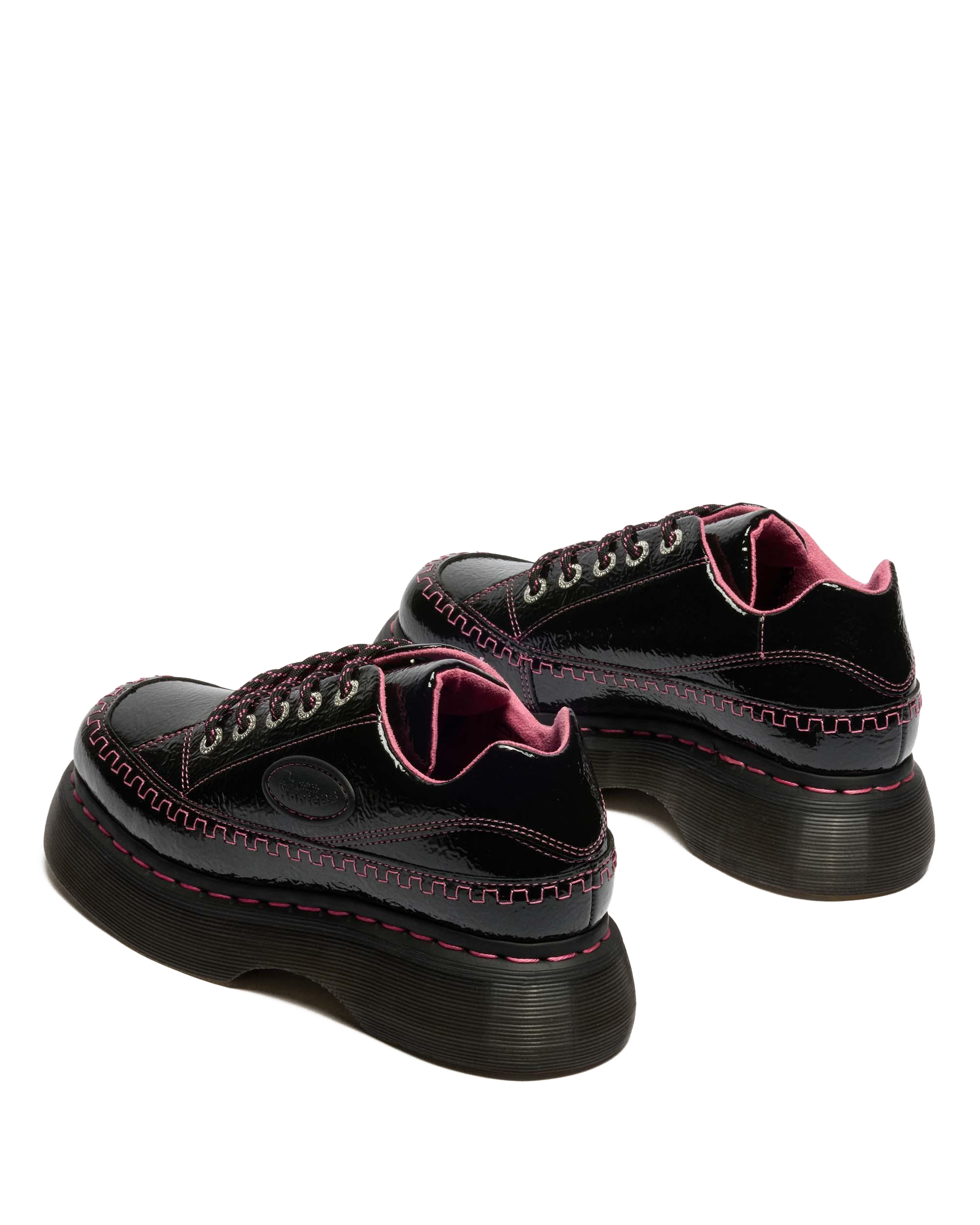 Buzz 5-Eye Distressed Patent Leather Shoes
