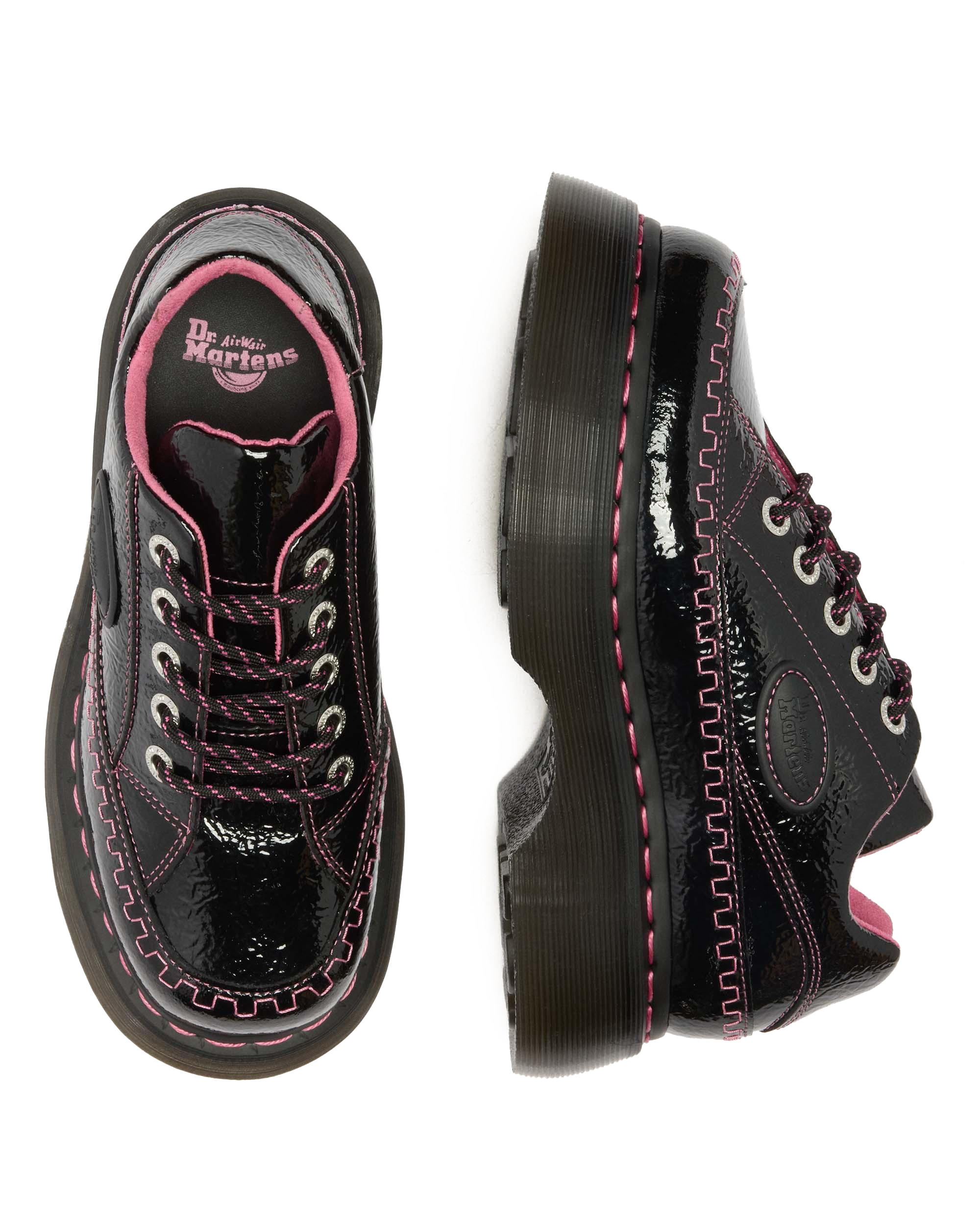 Buzz 5-Eye Distressed Patent Leather Shoes