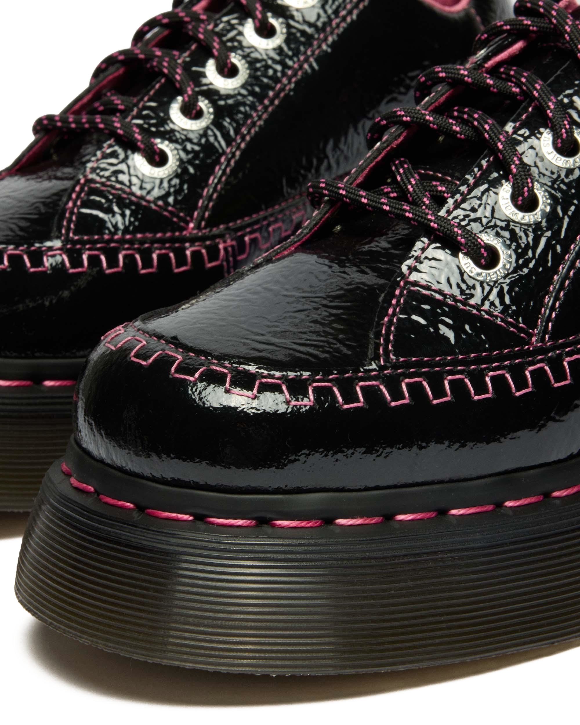 Buzz 5-Eye Distressed Patent Leather Shoes