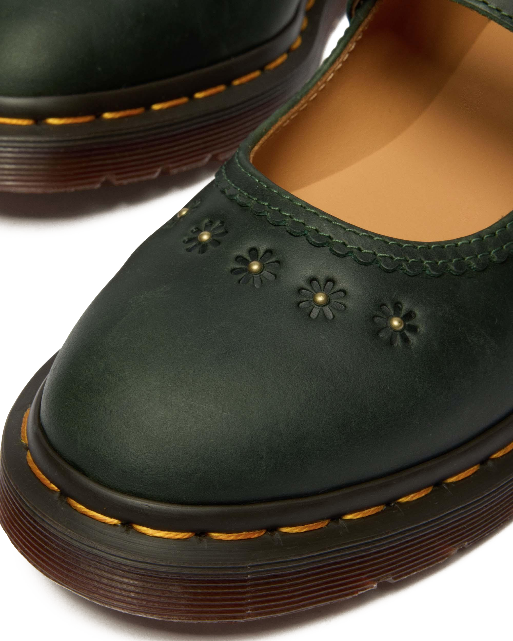 Mary Jane Flower Crazy Horse Leather Shoes