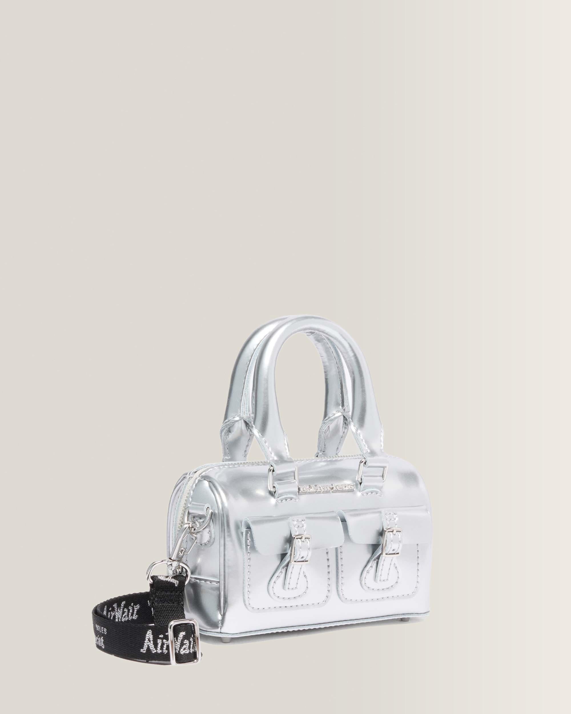 Mini Top Handle Bag Bag Silver Metallic Patent Lamper