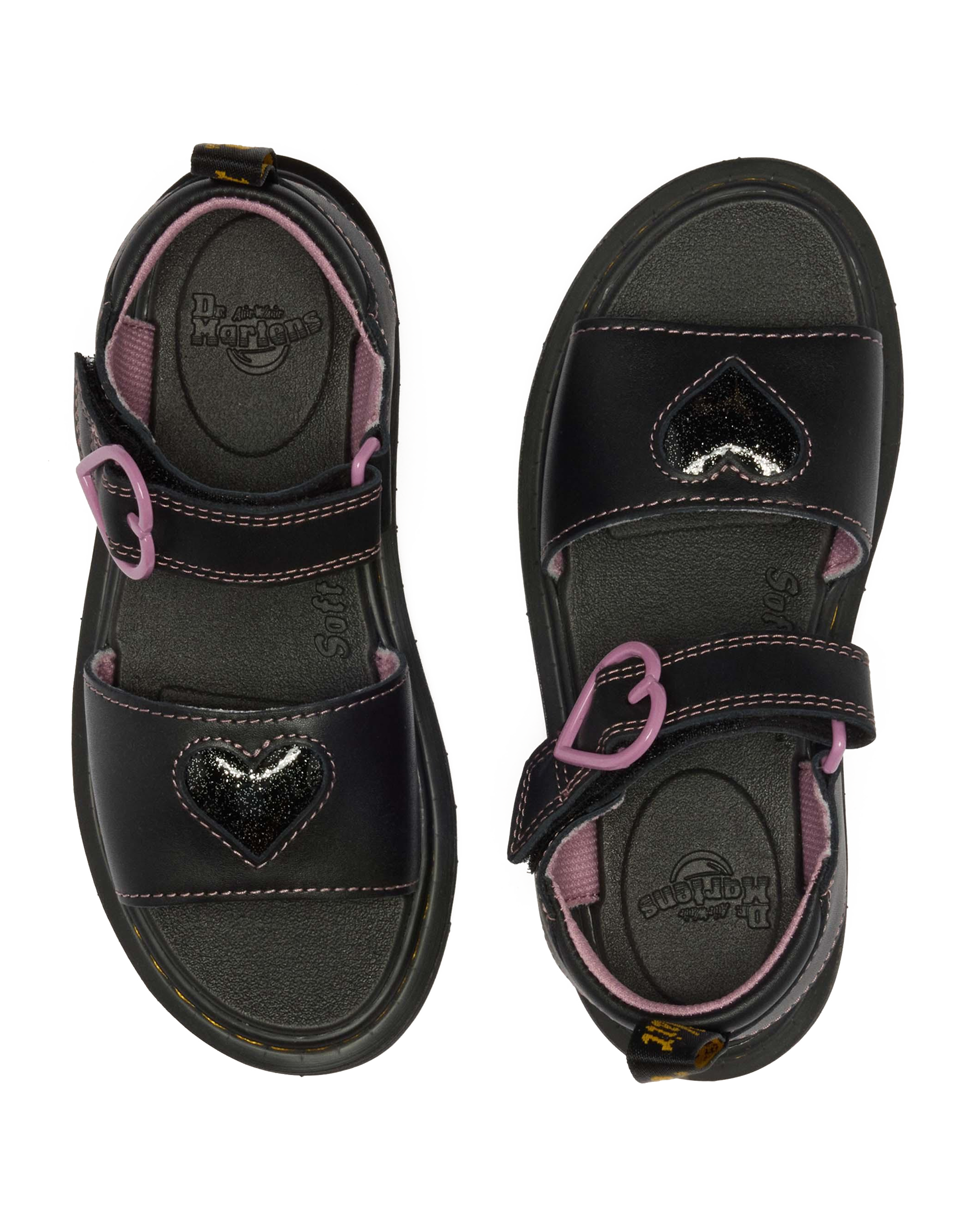 Junior Marlowe II Glitter Heart Leather Strap Shoes