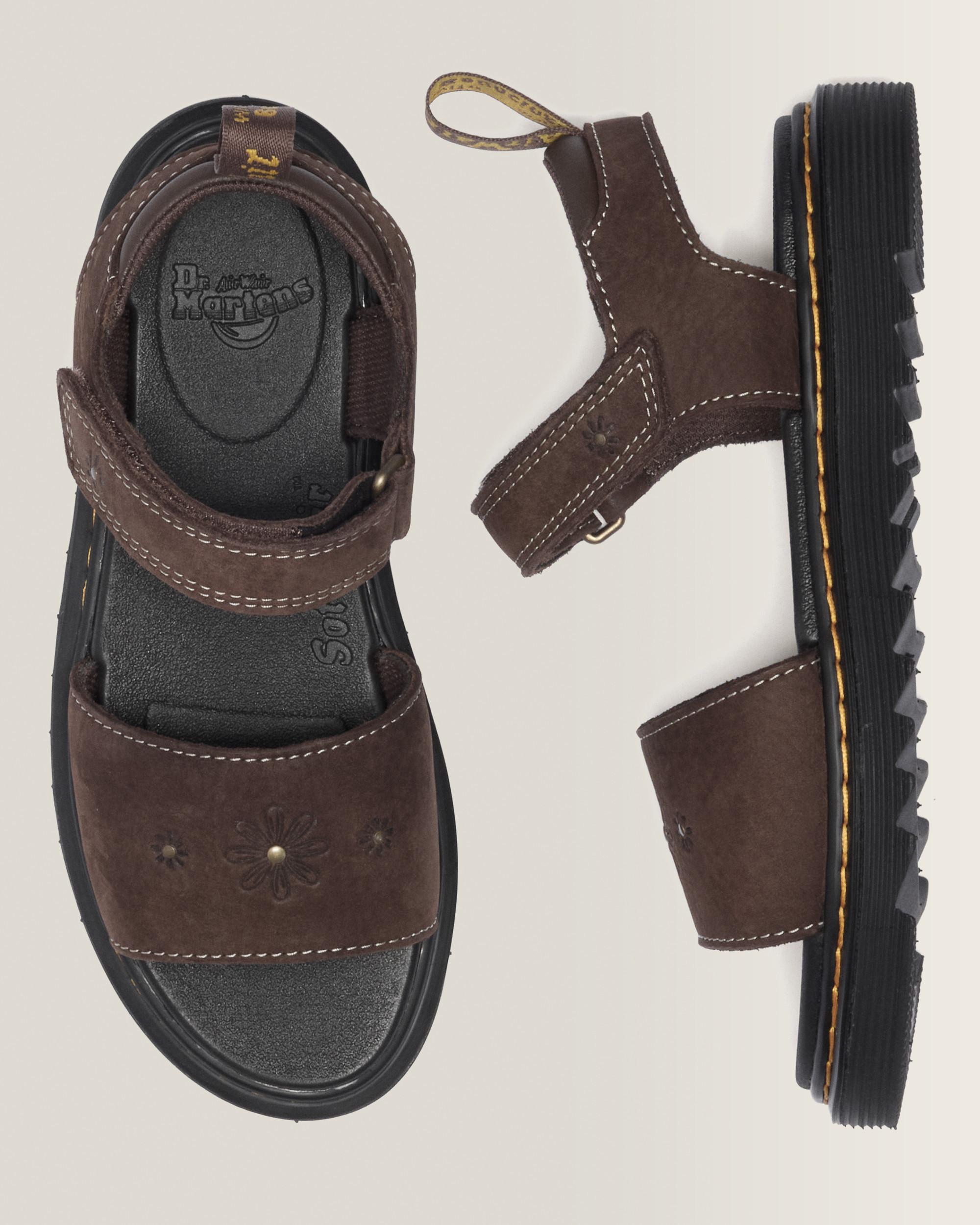 Toddler Marlowe Flower Debossed Nubuck Strap Sandals